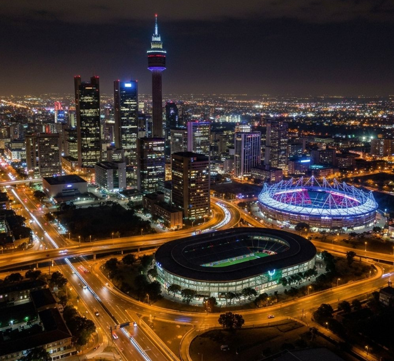 Johannesburg cityscape at night